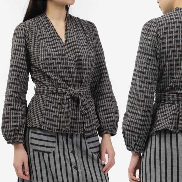 ACE & JIG x Barneys Size M Brooke Jacket Opera Textile Open Front Kimono Plaid - Picture 1 of 16